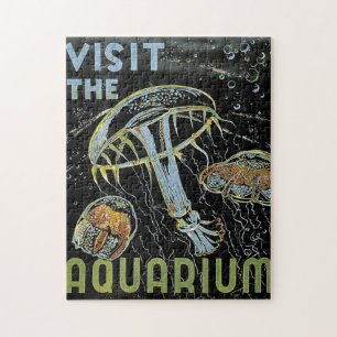 Puzzle Visita el Acuario - Poster WPA Jellies, Jellyfish