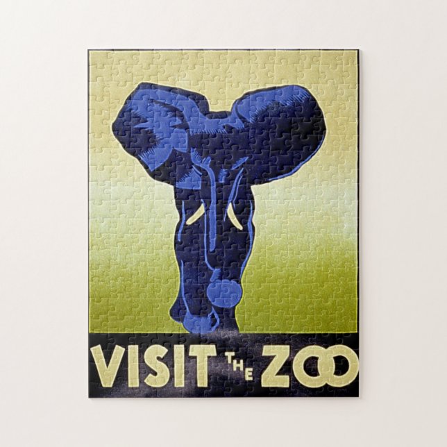 Puzzle Visita el Zoo - Elephant - Poster Vintage WPA (Vertical)