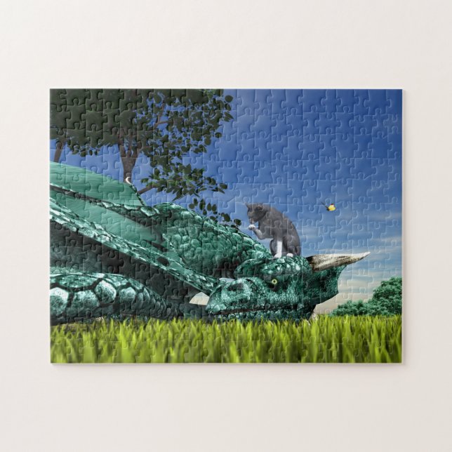 Puzzle Visitante sorpresa - Gato lindo en la cabeza del d (Horizontal)