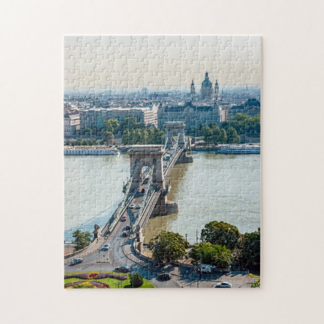 Puzzle Vista aérea del puente de cadena - Budapest, Hungr (Vertical)