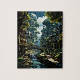 Puzzle Vista de Creek diurno de Ciudad Tecno-Orgánica