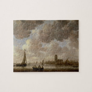 Puzzle Vista de Dordrecht rio abajo del Grote Kerk,