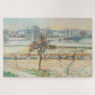 Puzzle Vista de la aldea de Bazincourt, Nieve - Pissarro