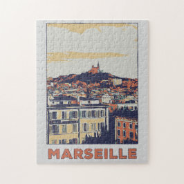 Puzzle Vista de la ciudad de Marsella ilustracion Francia