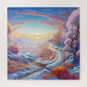 Puzzle Vista de la Naturaleza Árboles de Invierno Nevados