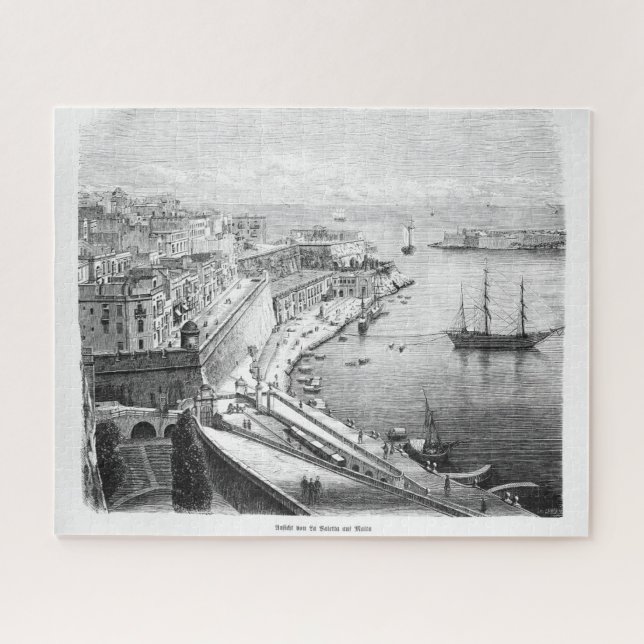 Puzzle Vista de La Valeta en Malta 1874 Poster (Horizontal)
