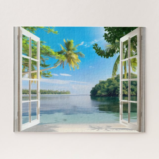 Puzzle Vista de la ventana de la playa soleada (Horizontal)