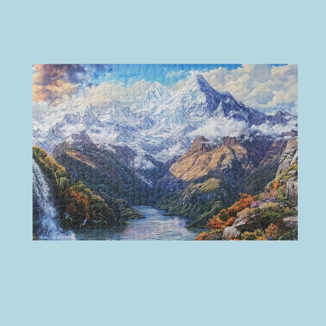 Puzzle Vista de montaña con cubierta de nieve (Subido por el creador)
