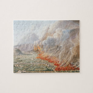 Puzzle Vista de una erupción del monte Vesubio que