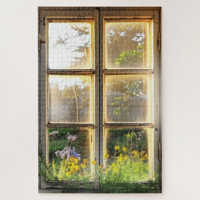 Puzzle Vista de ventana de campo acogedor (Vertical)