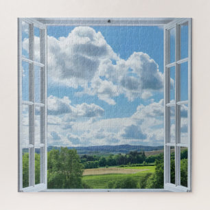 Puzzle Vista de ventana de paisajes rurales