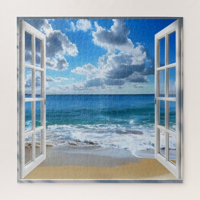 Puzzle Vista de ventana del océano soleado (Vertical)
