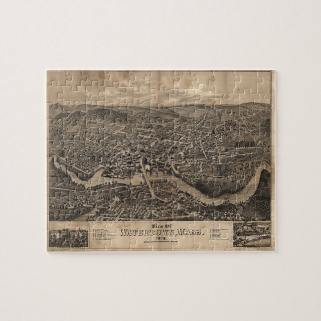 Puzzle Vista de Watertown Massachusetts en 1879 (Horizontal)