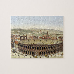 Puzzle Vista del Amphitheatre romano, Verona, b grabado
