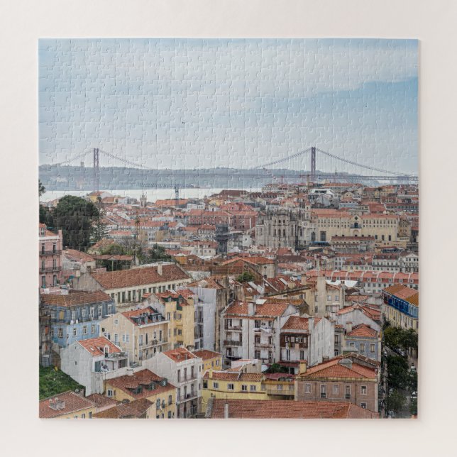 Puzzle Vista del casco antiguo de Lisboa y el puente del  (Vertical)