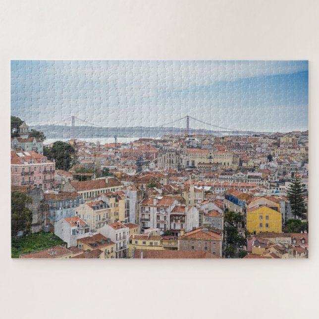 Puzzle Vista del casco antiguo de Lisboa y el puente del  (Horizontal)