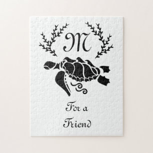 Puzzle Vista lateral de silueta de tortuga del mar Negro