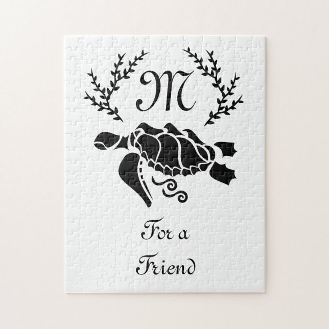 Puzzle Vista lateral de silueta de tortuga del mar Negro (Vertical)