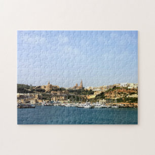Puzzle Vista panorámica de la bahía de Mgarr, ciudad y 
