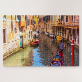 Puzzle Vista panorámica de un canal con gondola, Venecia,