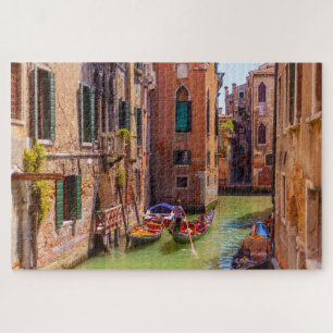 Puzzle Vista panorámica del canal con gondola, Venecia, I