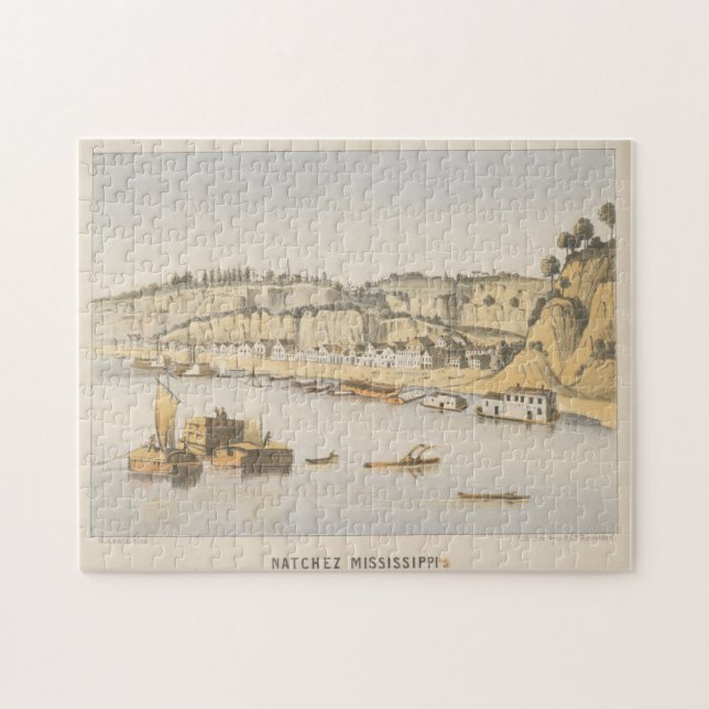Puzzle Vista pictórica de Natchez MS (1854) (Horizontal)