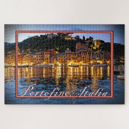 Puzzle Vista pintada de Portofino, Italia de noche - 20x3