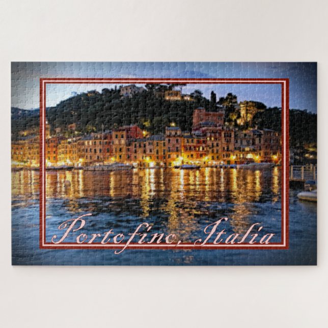 Puzzle Vista pintada de Portofino, Italia de noche - 20x3 (Horizontal)