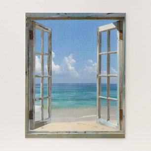 Puzzle Vista serena de la playa desde la ventana