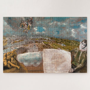 Puzzle Vista y plano de Toledo El Greco