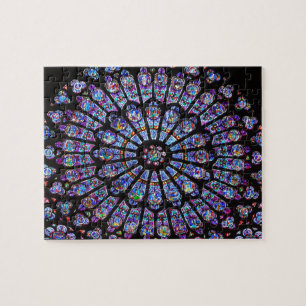 Puzzle Vitral vibrante y colorido de Notre Dame