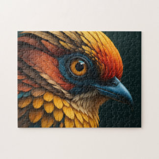 Puzzle Vivid Feathered Portrait - Colorful Bird Close-Up 