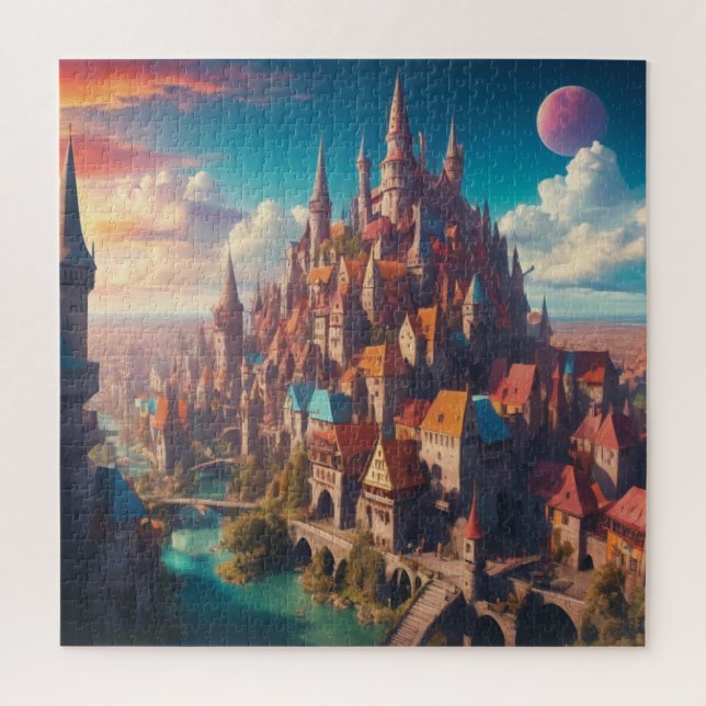 Puzzle Vivid Medieval Fantasy City (Vertical)