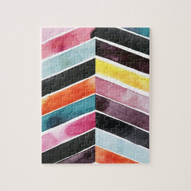 Puzzle Vivid Watercolor Chevron I (Vertical)