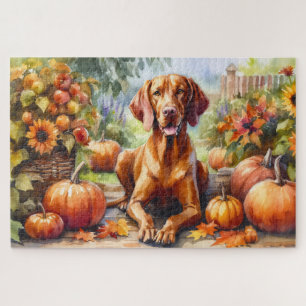 Puzzle Vizsla acuarela en otoño
