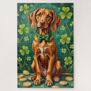 Puzzle Vizsla Día de San Patricio Elegante Perro Afortuna