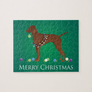 Puzzle Vizsla Dog Merry Christmas Design