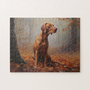 Puzzle Vizsla en otoño inspira la caída de las hojas