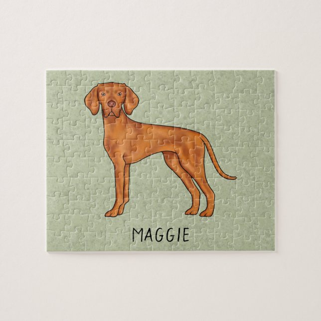 Puzzle Vizsla Húngaro Perro Pointer Lindo Con Nombre Verd (Horizontal)