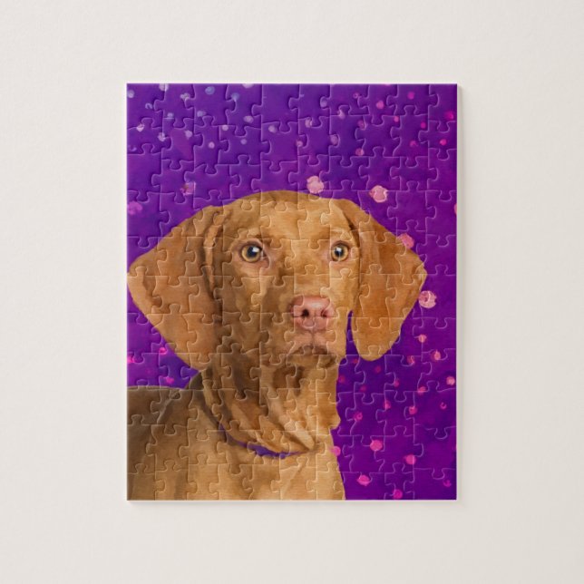 Puzzle Vizsla - perrito húngaro del indicador en púrpura (Vertical)