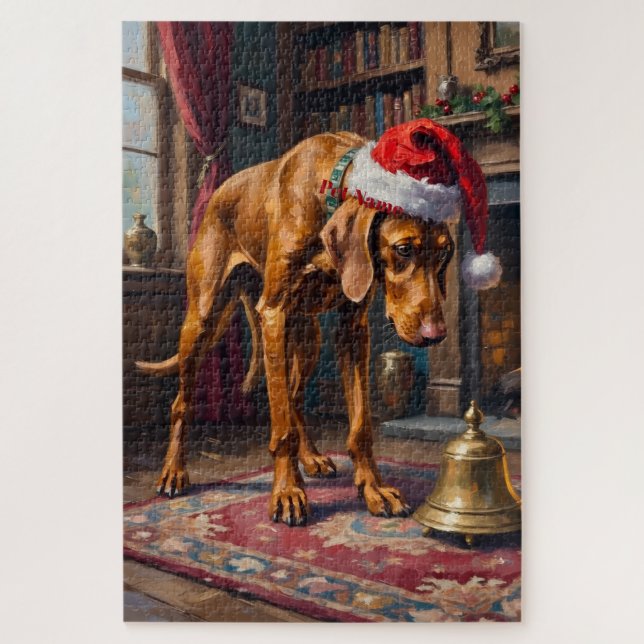 Puzzle Vizsla Pointer Postura Campana de Navidad Sombrero (Vertical)