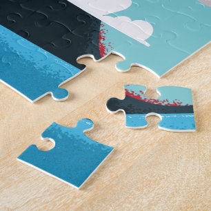 Puzzle volcán del este de Molokai, cartel vintage de viaj
