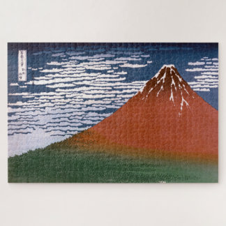 Puzzle Volcán Fuji Rojo "Fujiyama" en Woodcut, Japón