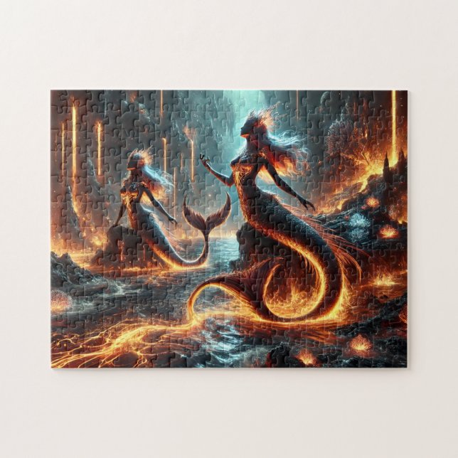 Puzzle Volcanic Mermaid Lava Ocean Fantasy Art (Horizontal)