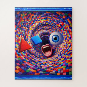 Puzzle Vórtice surreal de mosaico, ojo y boca alucinantes