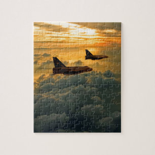 Puzzle Vuelo de la puesta del sol del relámpago de