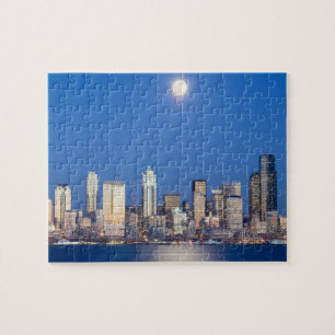 Puzzle WA, Seattle, horizonte de Seattle y Elliott Bay 3