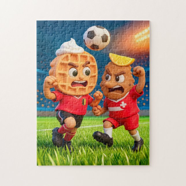 Puzzle waffle belga contra duelo de fútbol de schnitzel a (Vertical)
