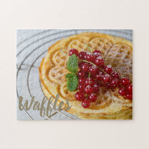 Puzzle Waffles caseros con grosellas para diente dulce