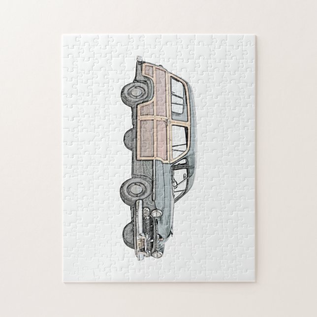 Puzzle Wagon de la estación Mercury Woodie 1950 - azul (Vertical)